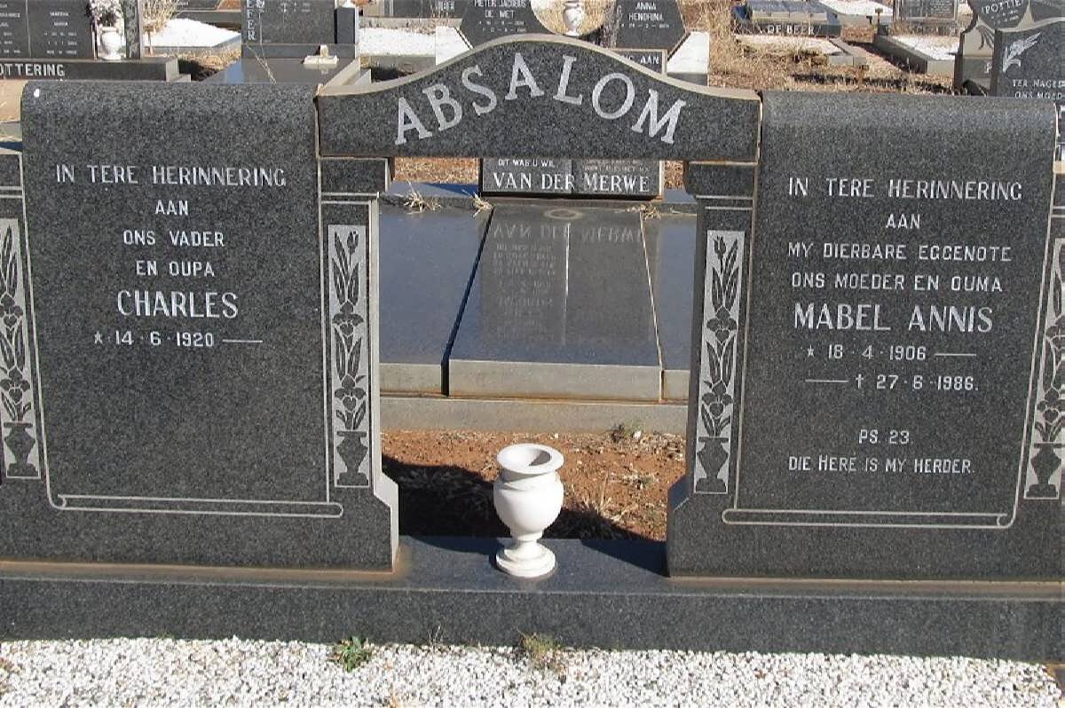 ABSALOM Charles 1920- &amp; Mabel Annis 1906-1986