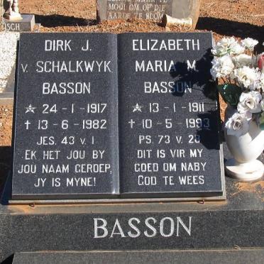 BASSON Dirk van Schalkwyk 1917-1982 &amp; Elizabeth Maria M. 1911-1993
