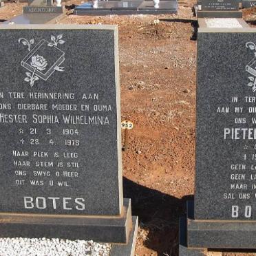 BOTES Pieter Andries 1912-1976 &amp; Hester Sophia Wilhelmina 1904-1978