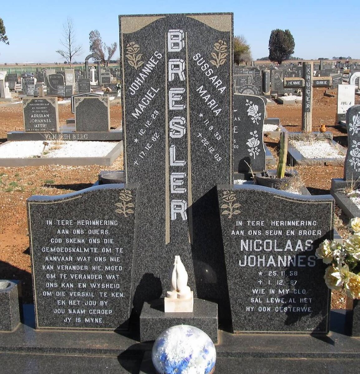 BRESLER Johannes Magiel 1929-1982 &amp; Susarra Maria 1933-2009 :: BRESLER Nicolaas Johannes 1958-1987