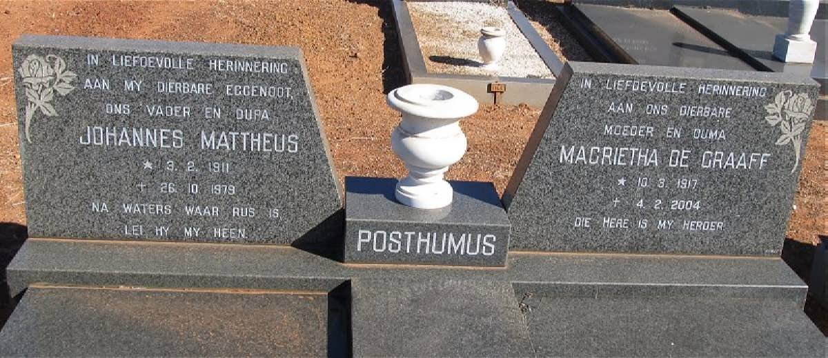 POSTHUMUS Johan Matheus 1911-1979 &amp; Magrietha De Graaff 1917-2004