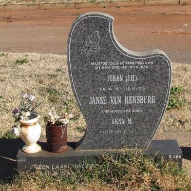 RENSBURG Johan H., Janse van 1937-2005 &amp; Anna M. 1936-