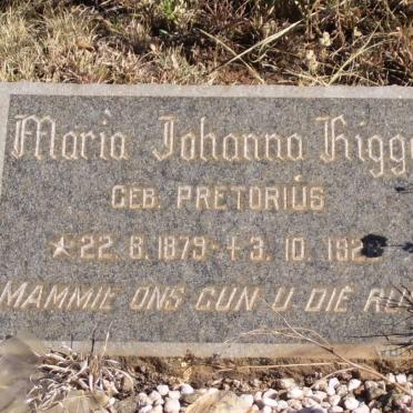HIGGO Maria Johanna nee PRETORIUS 1879-1926
