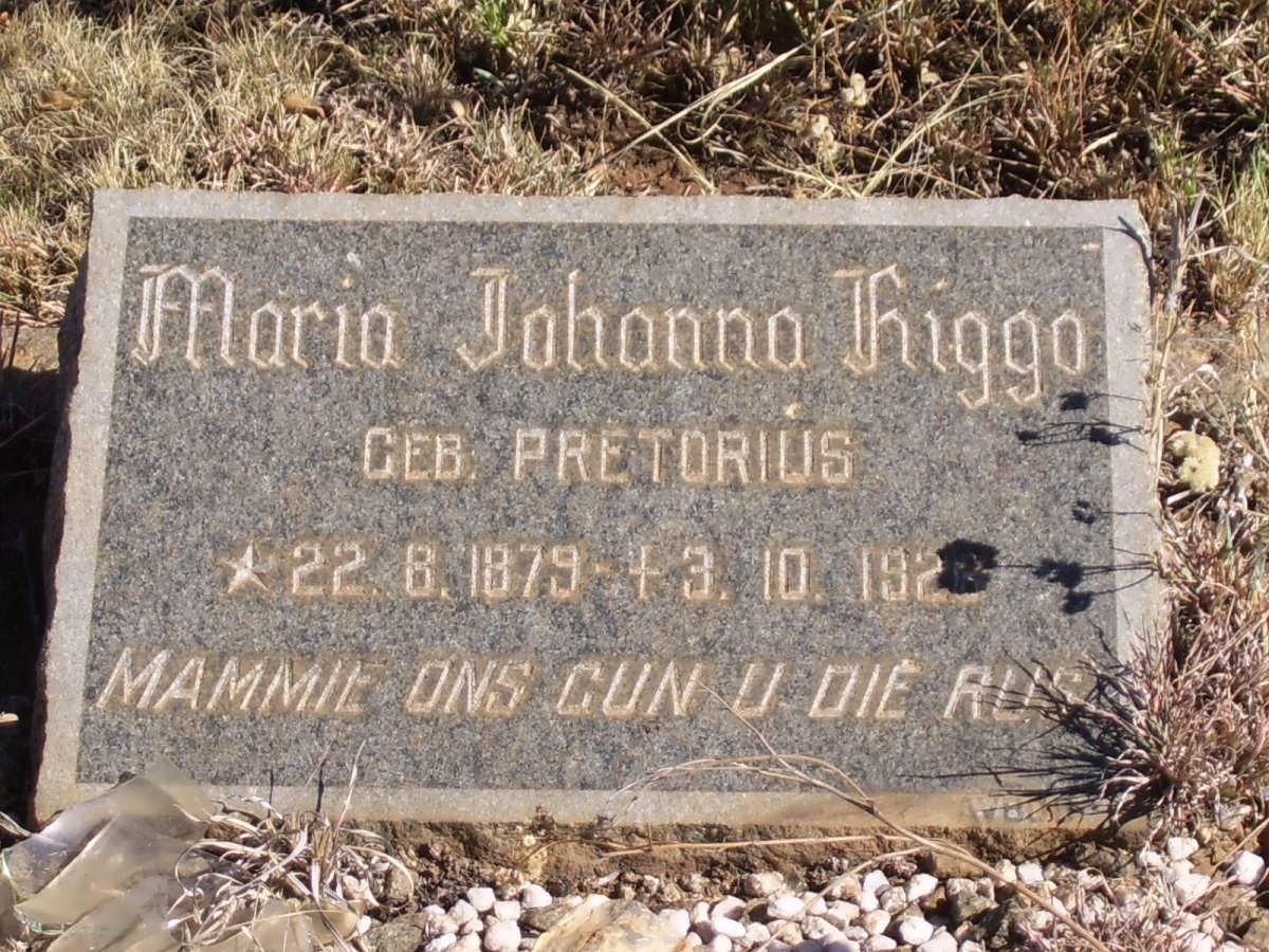 HIGGO Maria Johanna nee PRETORIUS 1879-1926