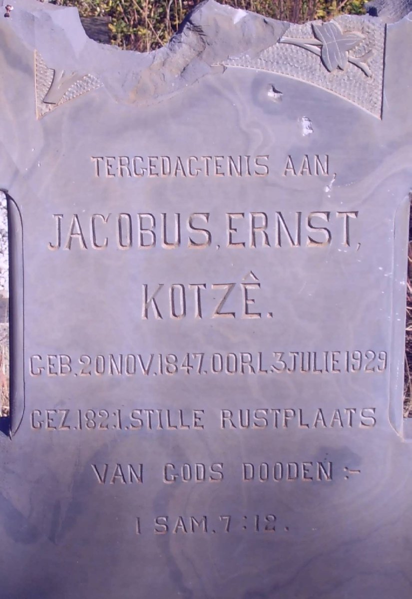 KOTZÉ Jacobus Ernst 1847-1929