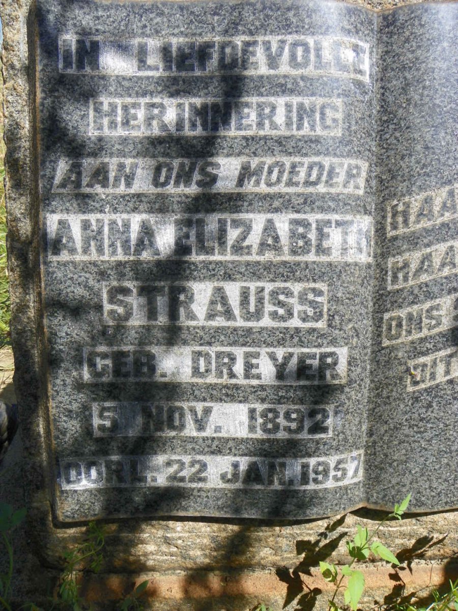 STRAUSS Anna Elizabeth nee DREYER 1892-1957