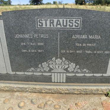 STRAUSS Johannes Petrus 1880-1927 &amp; Adriana Maria DU PREEZ 1892-1965