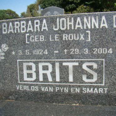 BRITS Barbara Johanna D. nee LE ROUX 1924-2004