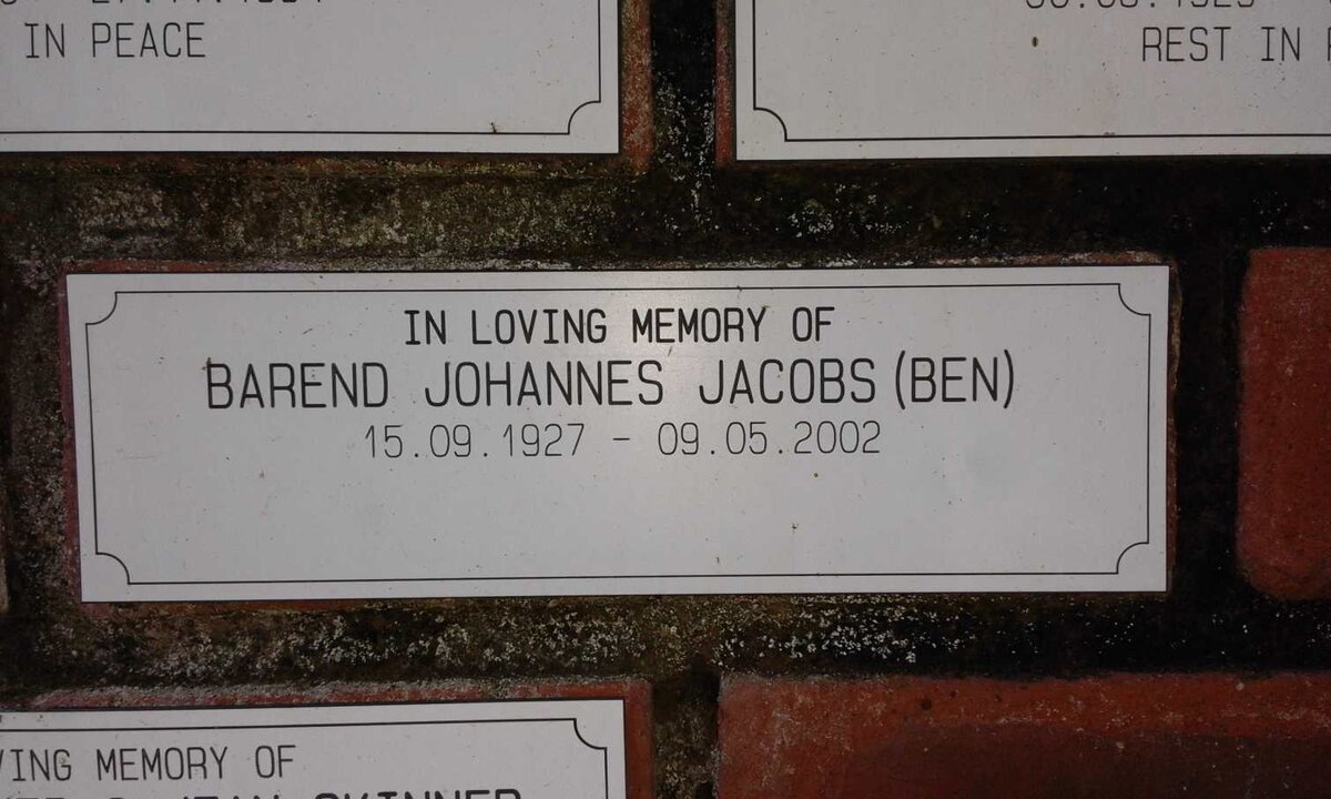 JACOBS Barend Johannes 1927-2002