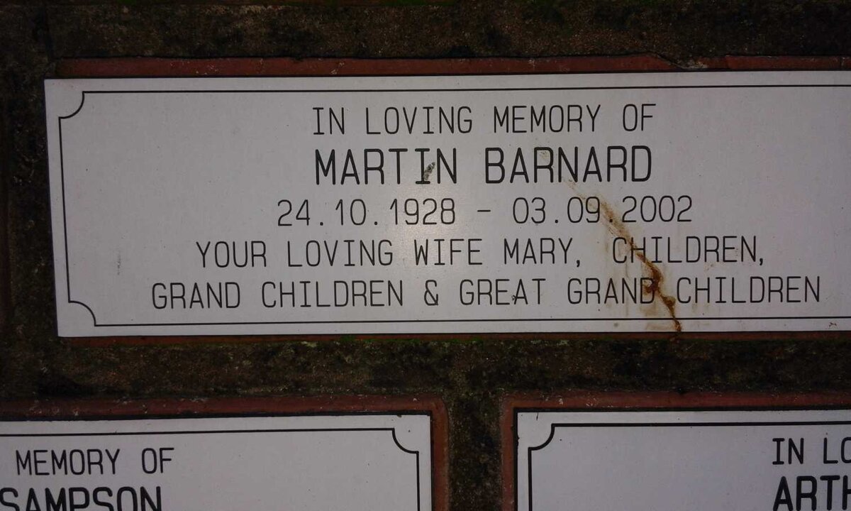 BARNARD Martin 1928-2002