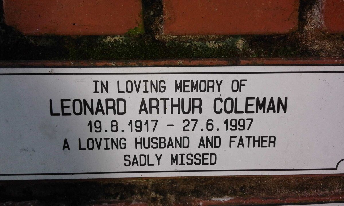 COLEMAN Leonard Arthur 1917-1997