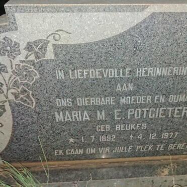 POTGIETER Maria M.E. nee BEUKES 1892-1977