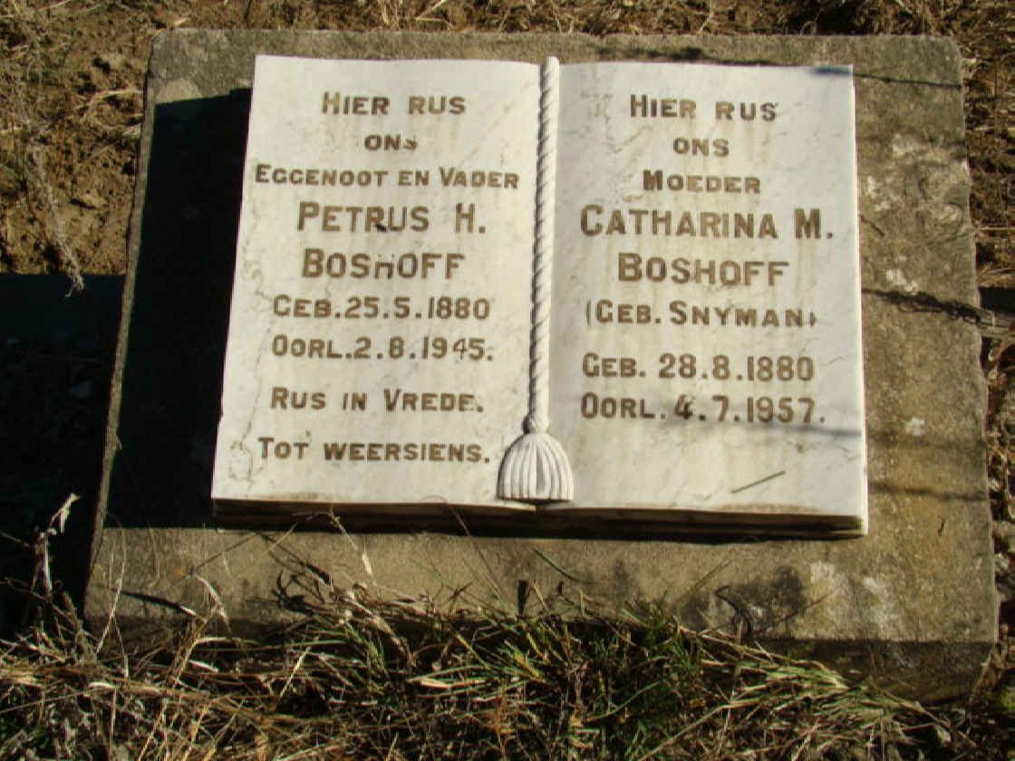 BOSHOFF Petrus H. 1880-1945 &amp; Catharina M. SNYMAN 1880-1957
