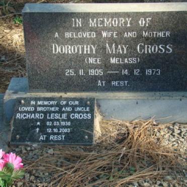 CROSS Dorothy May nee MELASS 1905-1973 :: CROSS Richard Leslie 1930-2003