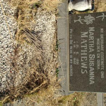 MATHEWS Martha Susanna 1931-1992