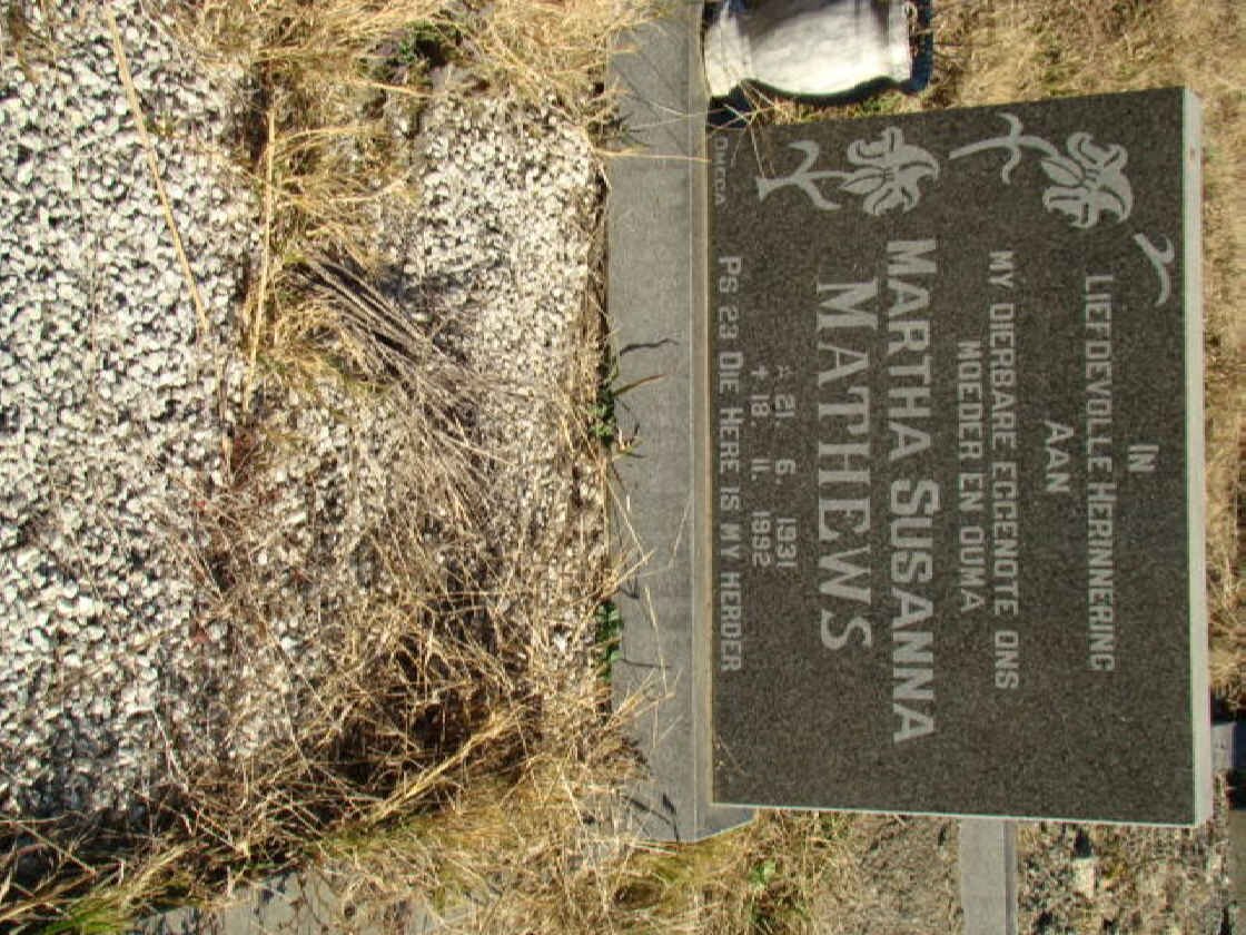 MATHEWS Martha Susanna 1931-1992
