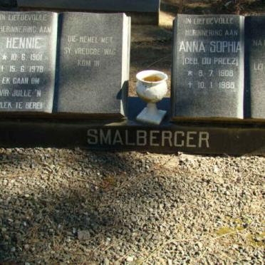 SMALBERGER Hennie 1901-1978 &amp; Anna Sophia DU PREEZ 1908-1986