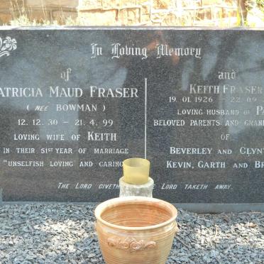 FRASER Keith 1926-2000 &amp; Patricia Maud BOWMAN 1930-1999