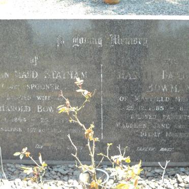BOWMAN Harold David Kerr 1885-1962 &amp; Lillian Maud SPOONER 1894-1961