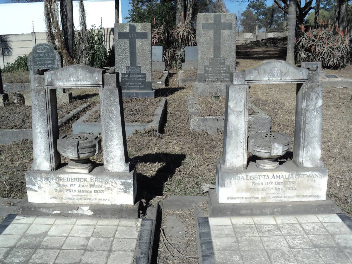 ERFMANN John Frederick ????-1937 &amp; Maria Lisetta Amalia ????-1935