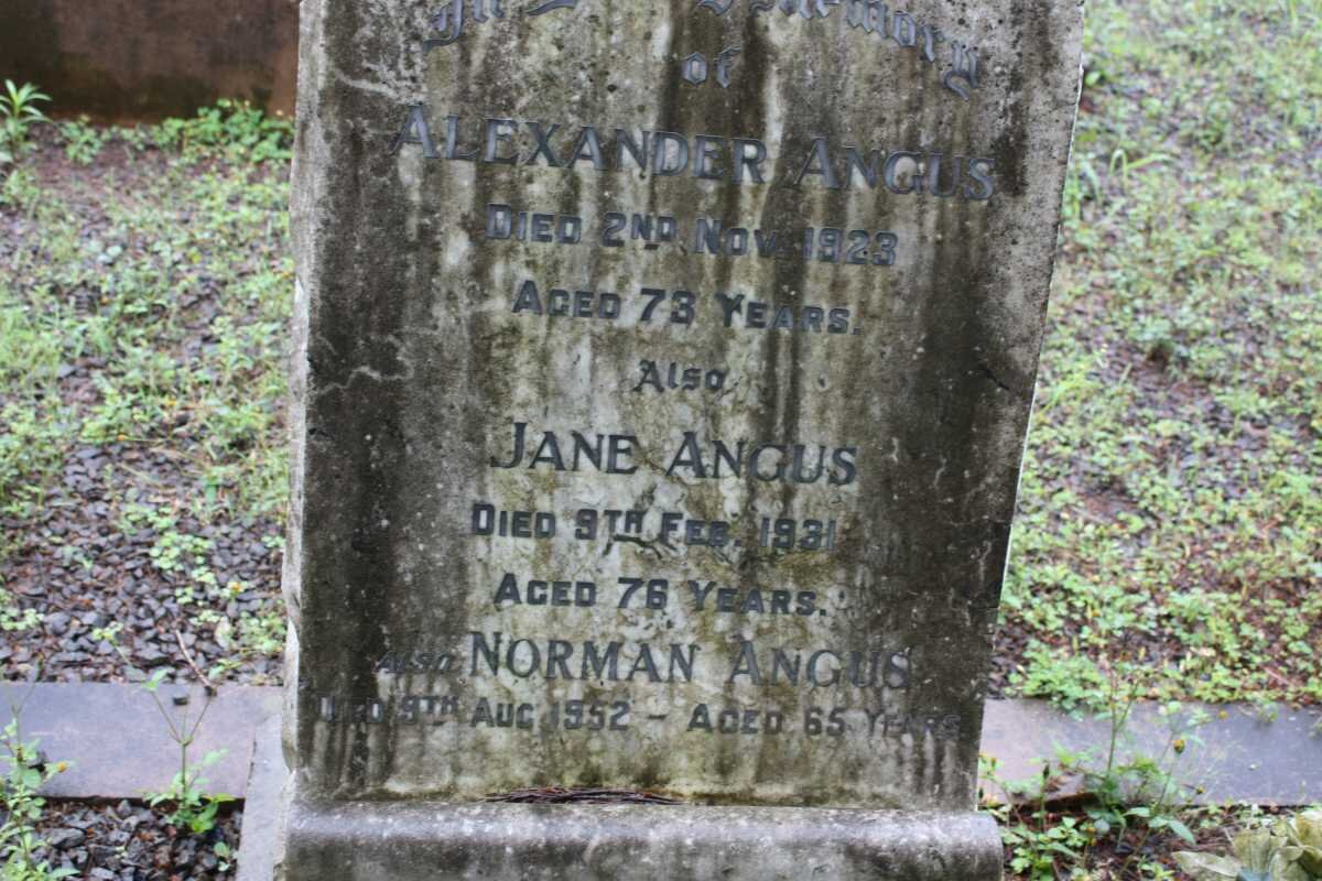 ANGUS Alexander 1923 &amp; Jane -1931 :: ANGUS Norman -1952