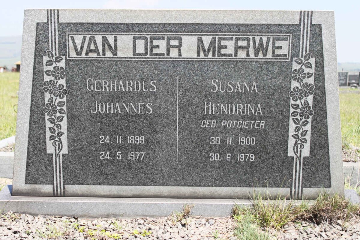 MERWE Gerhardus Johannes, van der 1899-1977 &amp; Susana Hendrina POTGIETER 1900-1979