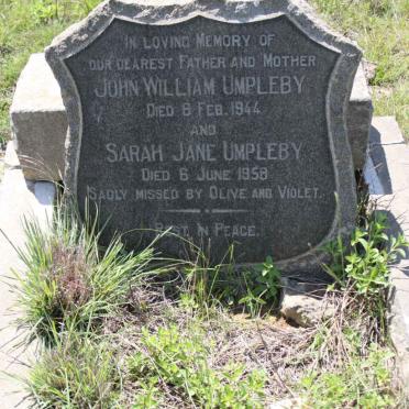 UMPLEBY Johan William -1944 &amp; Sarah Jane -1958