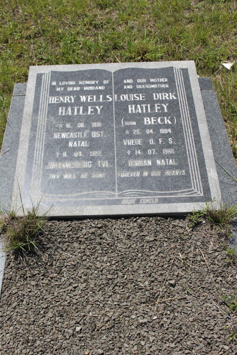 HATLEY Henry Wells 1881-1922 &amp; Louise Dirk BECK 1884-1968