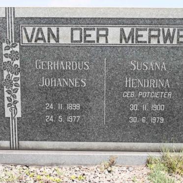 MERWE Gerhardus Johannes, van der 1899-1977 &amp; Susana Hendrina POTGIETER 1900-1979