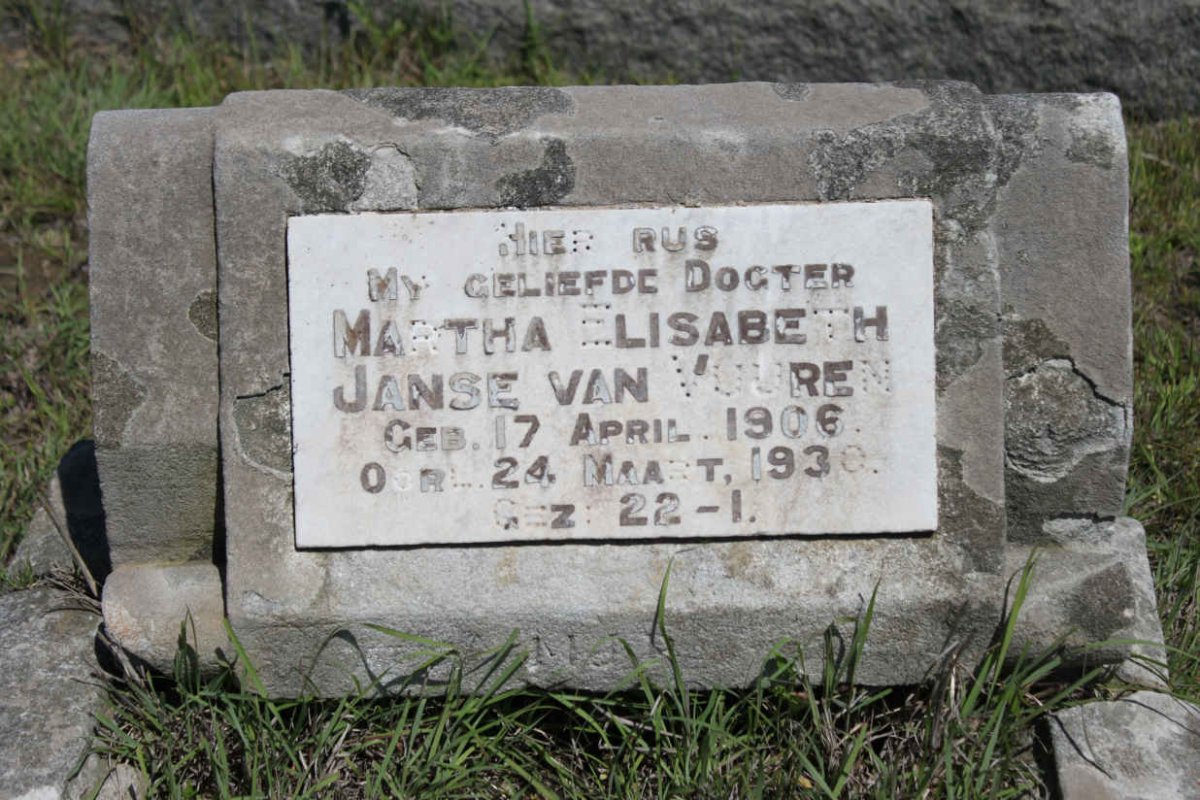 VUUREN Martha Elisabeth, Janse van 1906-1930