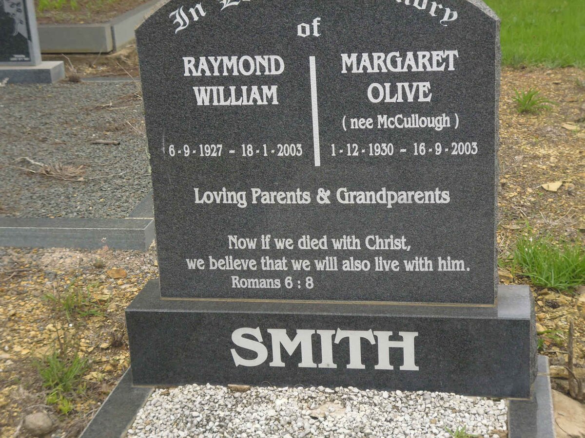 SMITH Raymond William 1927-2003 &amp; Margaret Olive McCULLOUGH 1930-2003