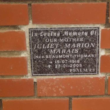 MARAIS Juliet Marion nee BEAUMONT-THOMAS 1918-2008