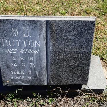 DUTTON M.D. nee WATSON 1919-1974