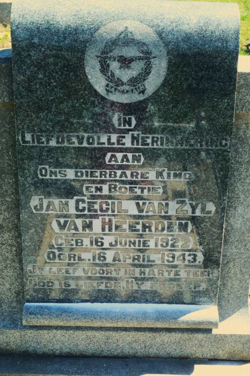 HEERDEN Jan Cecil van ZYL, van 1922-1943