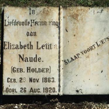 NAUDE Elizabeth Letitia nee HOLDER 1863-1920