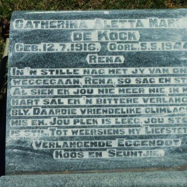 KOCK Catherina Aletta Maria, de 1916-1944