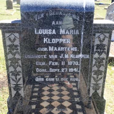 KLOPPER Louisa Maria nee MAARTENS 1870-1941