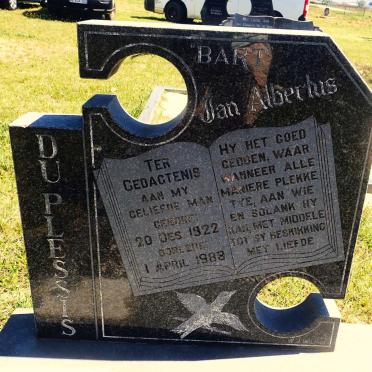 PLESSIS Jan Albertus, du 1922-1988