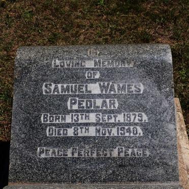 PEDLAR Samuel Wames 1879-1940
