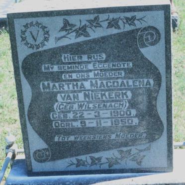 NIEKERK Martha Magdalena, van nee WILSENACH 1900-1950