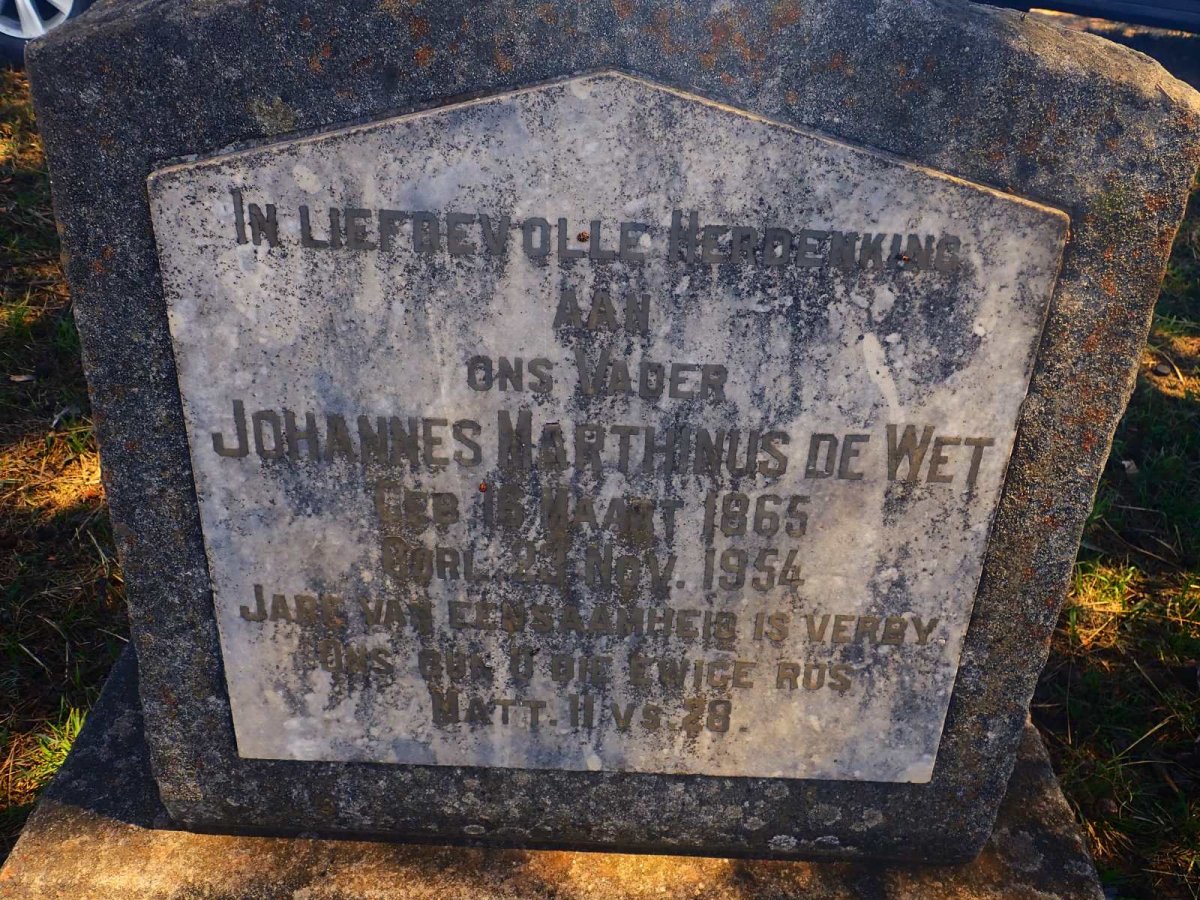 WET Johannes Marthinus, de 1865-1954