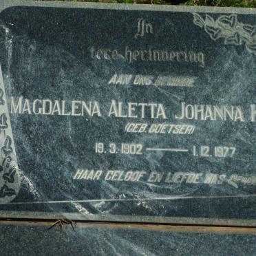 HEYNS Johan Hendrik 1893-1972 &amp; Magdalena Aletta Johanna COETSER 1902-1977