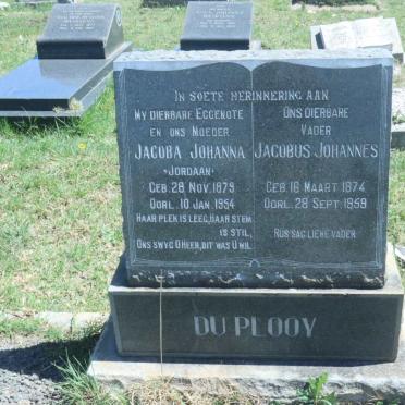 PLOOY Jacobus Johannes, du 1874-1959 &amp; Jacoba Johanna JORDAAN 1879-1954