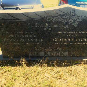 KOCK Josias Alexander, de 1905-1976 &amp; Gertrude Louisa 1911-1992
