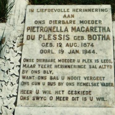 PLESSIS Pietronella Magaretha, du nee BOTHA 1874-1944