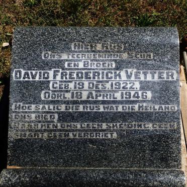 VETTER David Frederick 1922-1946