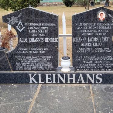 KLEINHANS Jacob Johannes Hendrik 1939-2020 &amp; Johanna Jacoba KILIAN 1956-2007