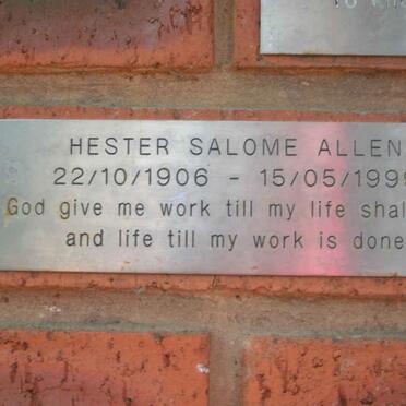 ALLEN Hester Salome 1906-1999