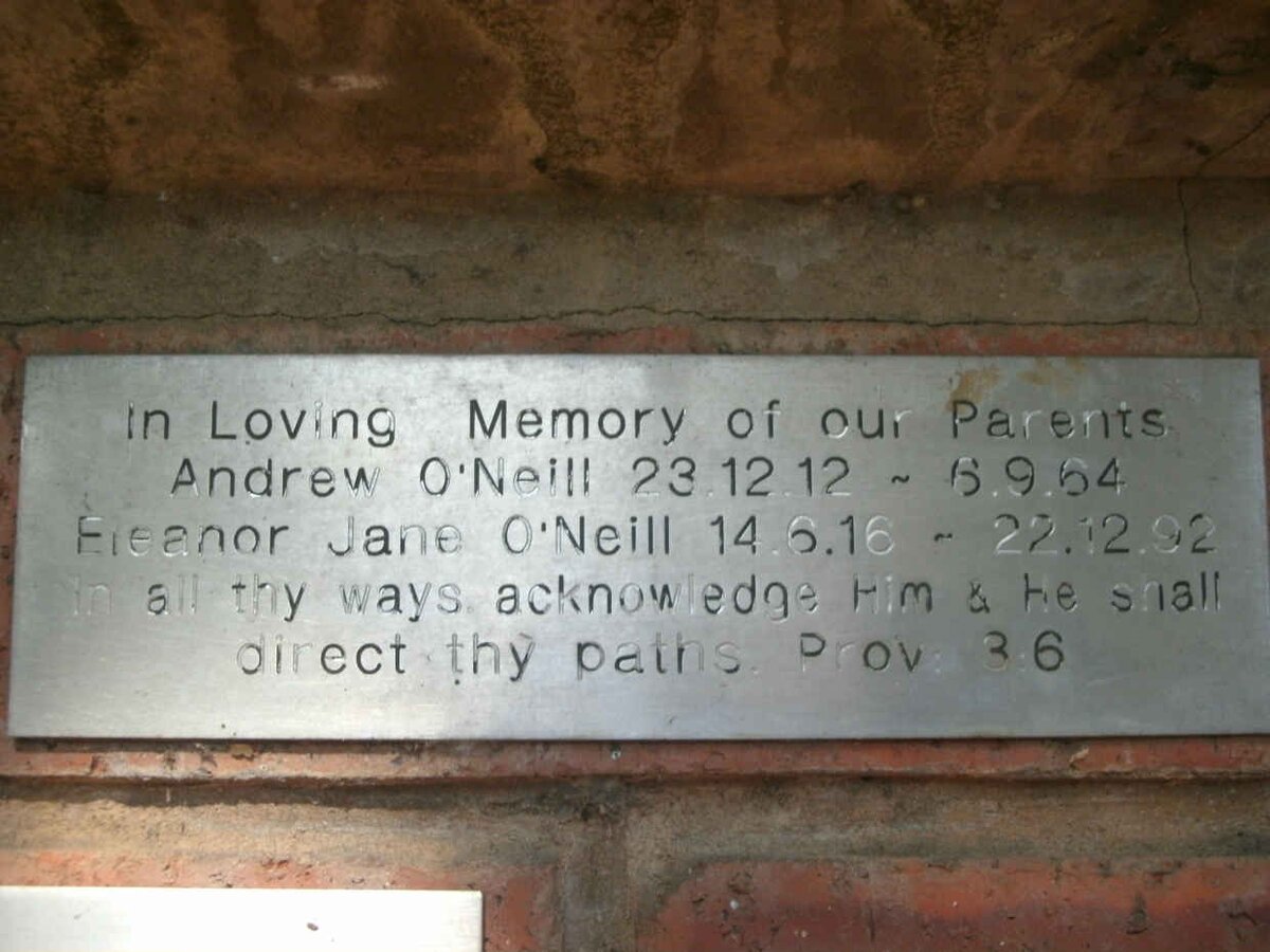 O’NEILL Andrew 1912-1964 &amp; Eleanor Jane 1916-1992