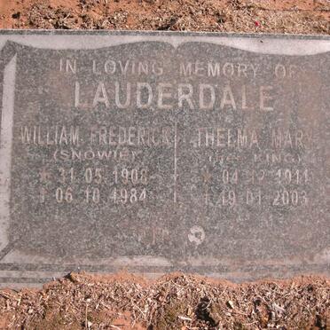 LAUDERDALE William Frederick 1908-1984 &amp;  Thelma Mary KING 1911-2003